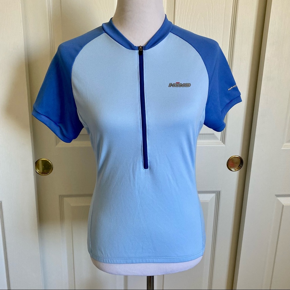 Hind Hydrator Womens Light Blue Colorblock Half Zip Bike Cycling Jersey Sz L